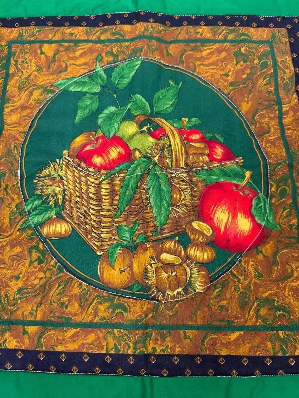 Vintage Fruit and Nut Basket Still Life Quilted Table Cover Mat